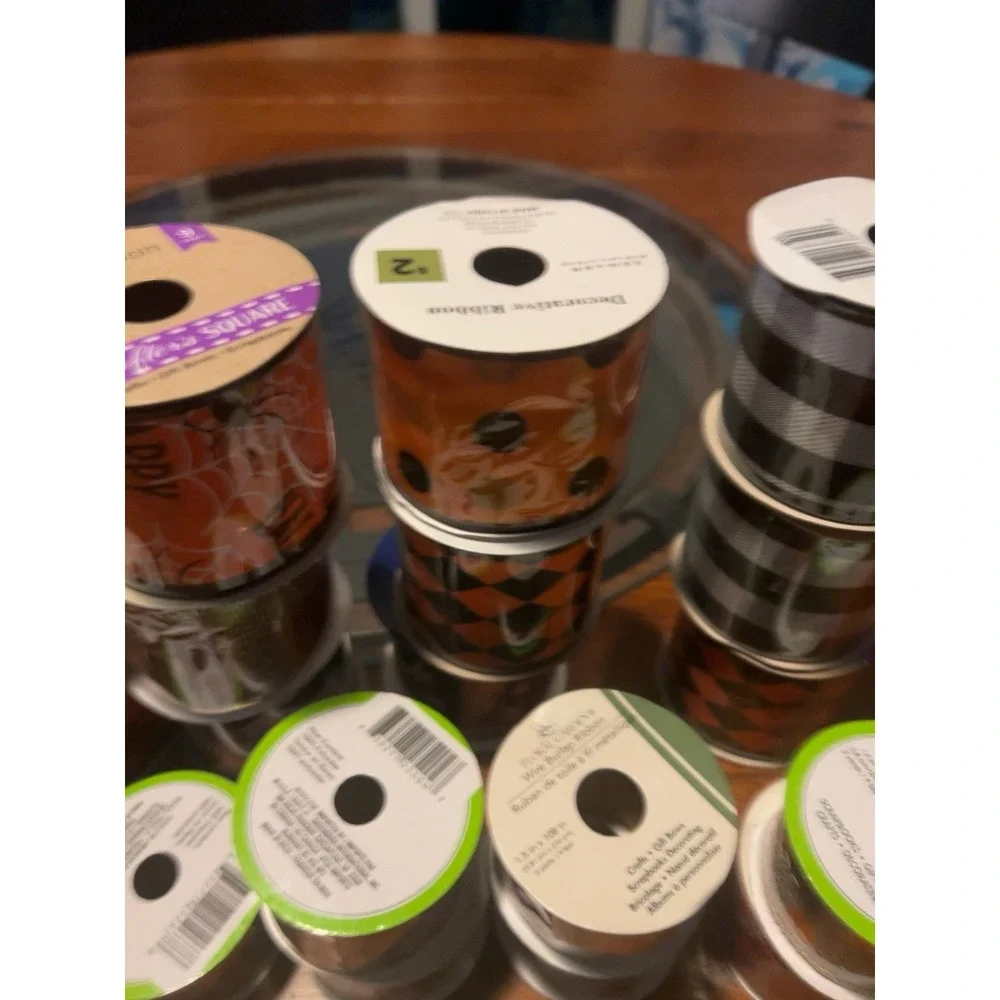 Halloween Autumn Craft Ribbon Lot Wire Edged Burlap Sparkle Mesh 20+ Spools